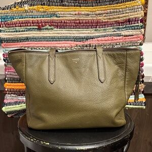 Fossil Olive Green Leather Tote